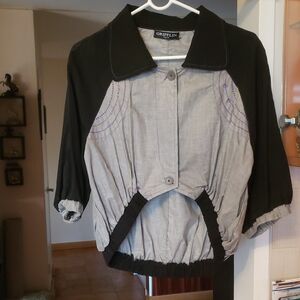 FRANCE.SOFISTICATED  Grifflin Two-Tone Gray and Black Bomber Jacket